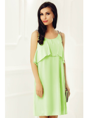 Zöld StarShinerS ruha elegáns bő szabású belső béléssel gyöngyös díszítés fátyol << lejárt 877122