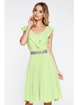 Zöld StarShinerS ruha elegáns harang fátyol belső béléssel övvel ellátva strassz köves kiegészítő << lejárt 258156
