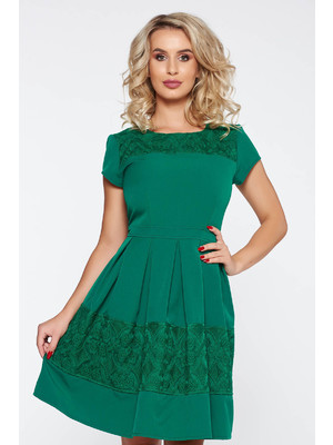 Zöld elegáns harang ruha enyhén elasztikus szövet csipke díszítéssel << lejárt 474205