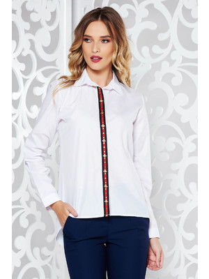 Fehér pamutból készült bő szabású női ing hosszú ujjak << lejárt 993290