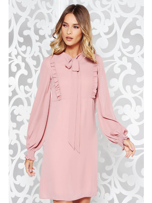 Rózsaszínű LaDonna hétköznapi a-vonalú ruha fátyol anyag fodros belső béléssel << lejárt 42665