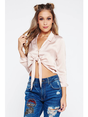 Rózsaszínű casual bő szabású női ing 3/4-es ujjú szatén anyagból << lejárt 709403
