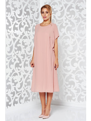 Rózsaszínű elegáns bő szabású ruha fátyol anyag belső béléssel bő ujjú
