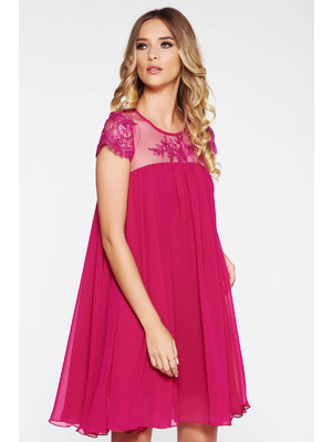 Pink StarShinerS alkalmi bő szabású ruha fátyol belső béléssel hímzett betétekkel << lejárt 648630