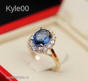 1 Ft 18K Arany GF Kék köves mintás Fehér Swarovski köves női karika Gyűrű << lejárt 8737674 6 fotója
