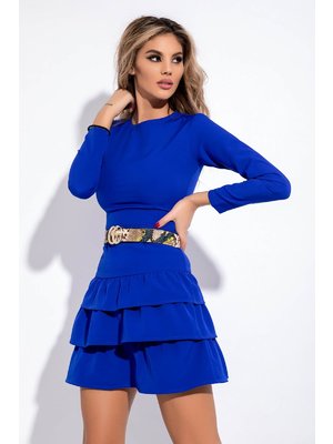 Kék party ruha enyhén elasztikus szövet szűk szabás öv típusú kiegészítővel << lejárt 257748