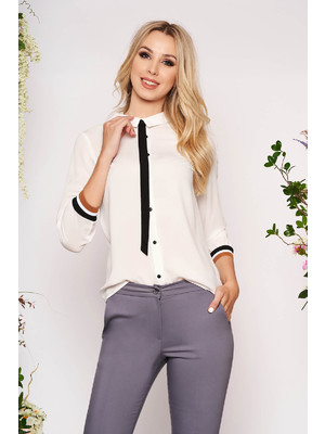 Fehér casual rövid bő szabású gombokkal zárható női ing szellős anyagból