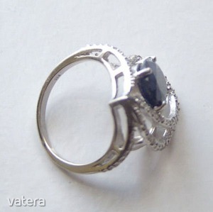 Zafír és cirkonia köves gyűrű, fehér arany, USA 8.25-ös << lejárt 3879685 48 fotója