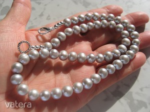 ezüst szürke különleges kerek természetes igazgyöngy gyöngy nyaklánc 45 cm gyöngy 8-9  << lejárt 4910132 6 fotója