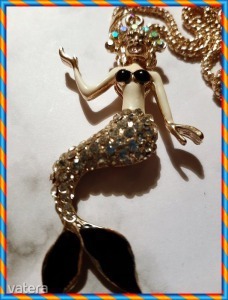 Csoda szép egyedi arany platend 9.5 cm 3D kristály sellő lány medálos nyakék << lejárt 6576664 85 fotója