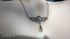 Nagyon dekoratív alkalmi ezüst collié-nyakék gyöngyökkel-ötvösékszer,925-ös m 43 cm << lejárt 897692 94 fotója