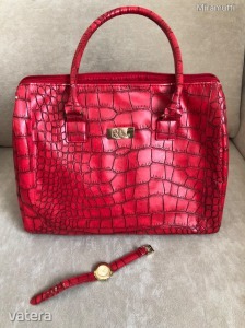 Nagyméretű piros táska, pénztárcával, órával << lejárt 8299698 61 fotója