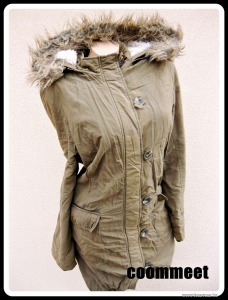 F&F khaki, levehető szőrmés, derékrészen-/alul szűkíthető, puha, kapucnis, parka kabát << lejárt 8461380 90 fotója
