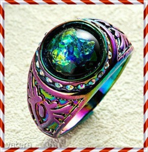 Gyönyörű titániummal bevont ezüst színjátszó tűz opál gyűrű 16,5 mm es A legújabb mode << lejárt 8692869 31 fotója