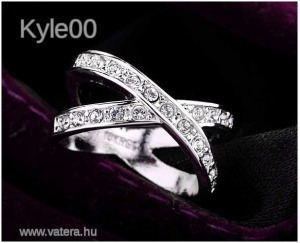 1 Ft 18K Fehérarany Arany X mintás Fehér Swarovski köves női Gyűrű << lejárt 806436 74 fotója