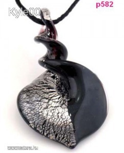 1Ft Fekete Ezüst Csavart Csepp alakú mintás Muránói Üveg medál női Nyaklánc kézműves R << lejárt 4451140 21 fotója
