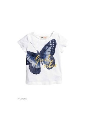 H&M gyönyörű, nagy pillangós pamut felső, póló 134/140 << lejárt 845712