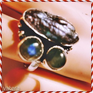 Csoda szép metszett ezüst indiai kézzel készitett labradorit biwa gyöngy 17.3 mm gyűrű << lejárt 3397932 33 fotója