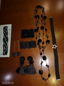 7 dbos fekete bizsu ékszerek karkötők, nyaklánc, nyakék, fülbevalók Fix árnál ajándékk << lejárt 8148130 72 fotója