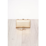Aranyszínű alkalmi szintetikus bőr táska hosszú, lánc jellegű akasztóval és csatokkal van ellátva << lejárt 876553