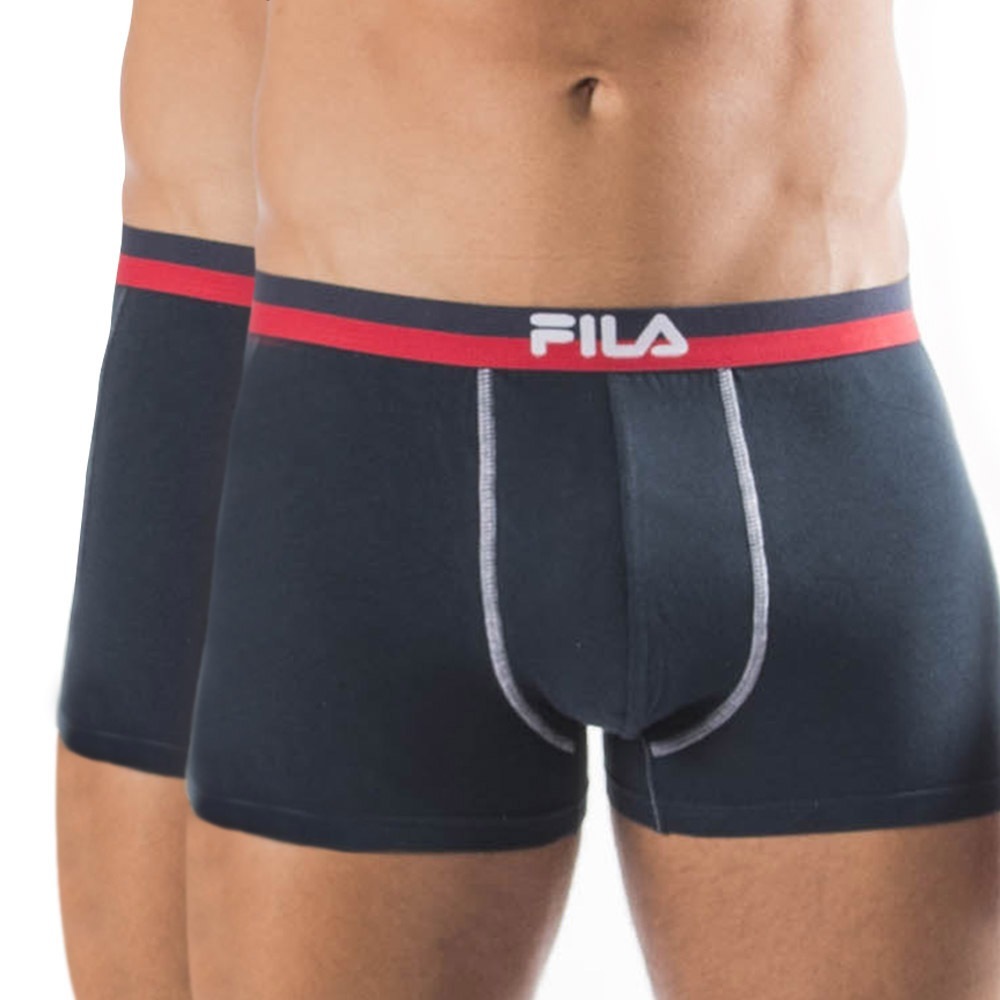 FILA férfi boxeralsó sötétkék, piros-kék gumival, 2 db-os csomagolás fotója