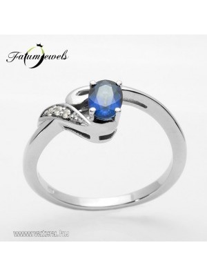ER304 14k Gyémánt Kék Zafír Gyűrű << lejárt 80082