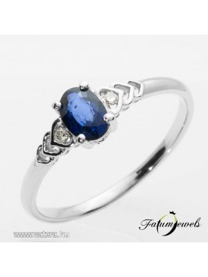 ER301 14k Gyémánt Kék Zafír Gyűrű << lejárt 522294