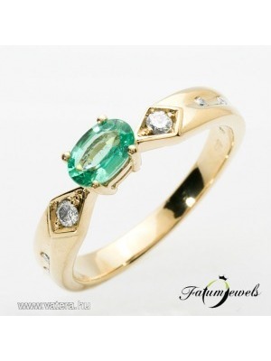 ER315 14k Gyémánt Smaragd Gyűrű << lejárt 677171