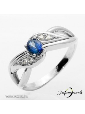 ER307 14k Gyémánt Kék Zafír Gyűrű << lejárt 574214
