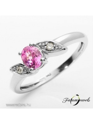 ER329 14k Gyémánt Rózsaszín Zafír Gyűrű << lejárt 150616