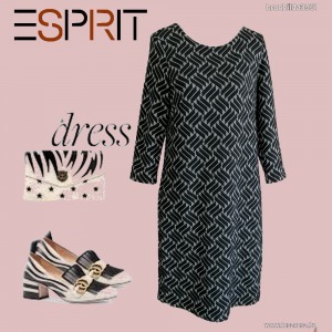 Esprit , fekete-fehér gépi kötött ruha, M-L, 1Ft << lejárt 1690524 5 fotója
