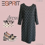 Esprit , fekete-fehér gépi kötött ruha, M-L, 1Ft << lejárt 917668