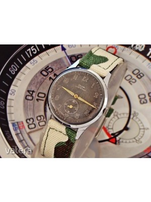 Ritkaság!Gyönyörű katonai Irisa óra az 1950-es évekből hozzá új katonai szövet szíjjal (Swiss made) << lejárt 902575