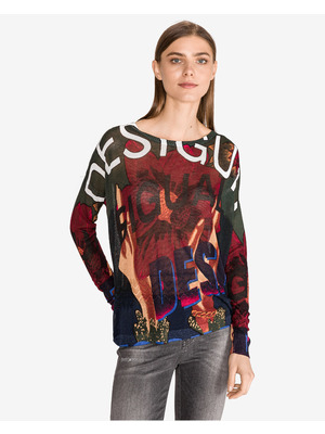 Desigual Vitoria Pulóver Piros Többszínű << lejárt 198855