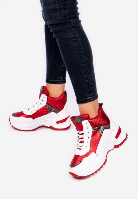 High-top meppel piros női sneakers fotója