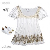 H&M gyönyörű arany NYOMOTT MINTÁS puha, rugalmas fehér TUNIKA M << lejárt 489398