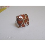 Ezüst pecsét jellegű gyűrű narancs színű zománc betéttel << lejárt 502242