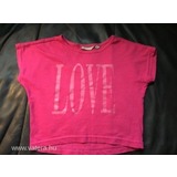 LINDEX ciklámen pink LOVE feliratos lányka rövid póló felső 128 << lejárt 537156