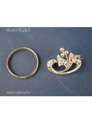 Ezüst ékszer szett - gyönyörű markazitokkal díszített ezüst bross és emlék ezüst gyűrű << lejárt 626482