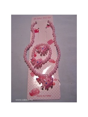 unikornis egyszarvú medálos gyöngyös gyerek nyaklánc karkötő és gyűrű szett rózsaszín 2. sz. << lejárt 35595