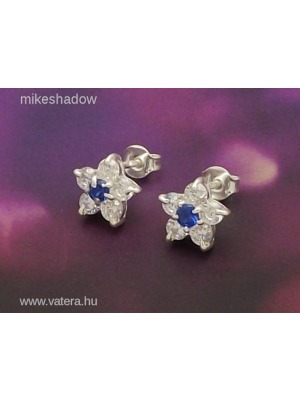 Virág formájú kék-fehér köves ezüst fülbevaló << lejárt 384330