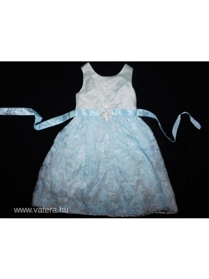 újszerű alkalmi ruha fehér és világoskék,koszorúslány ruha 116-122cm cm re,Jayne Copeland << lejárt 219419