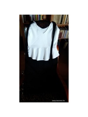 Fekete fehér elegáns M-L csipkés ruha peplum << lejárt 563100