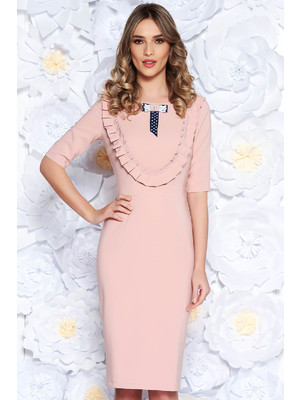 Háromnegyedes ujjú rózsaszínű LaDonna ruha masni alakú kiegészítővel << lejárt 684237