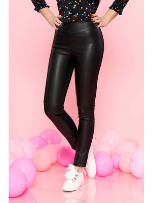 Fekete PrettyGirl casual magas derekú nadrág műbőr és pamutból derékban rugalmas << lejárt 186027