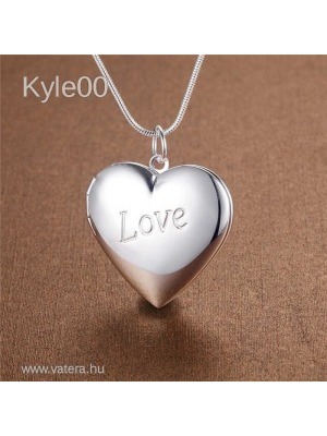 1 FT 925 Ezüst szív LOVE felirat minta női medál nyaklánc fénykép tartó << lejárt 203212
