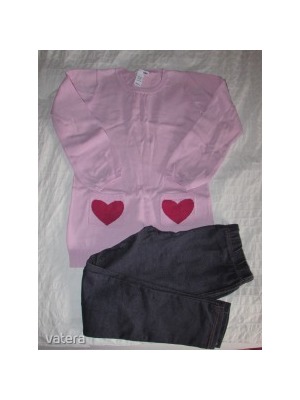 H&M rózsaszín szívecskés pulcsi tunika + Peppert's farmeres leggings - 128-134 << lejárt 489349
