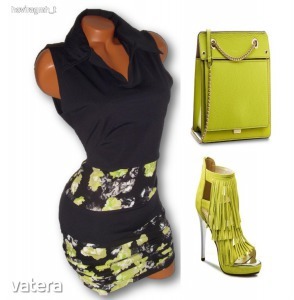 Neonzöld virágos csini tavaszi, nyári női ruha M (haszn.) << lejárt 344900 52 fotója
