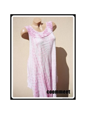 Fehér-pink, batikolt mintás, A-vonalú ruha (XL-XXL-3XL) << lejárt 984899