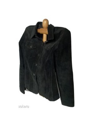Van den Hoogen valódi velúr bőr fekete bőr dzseki bőrkabát blézer kabát 42/44 d48 h64 m52 v42 u64 << lejárt 401764